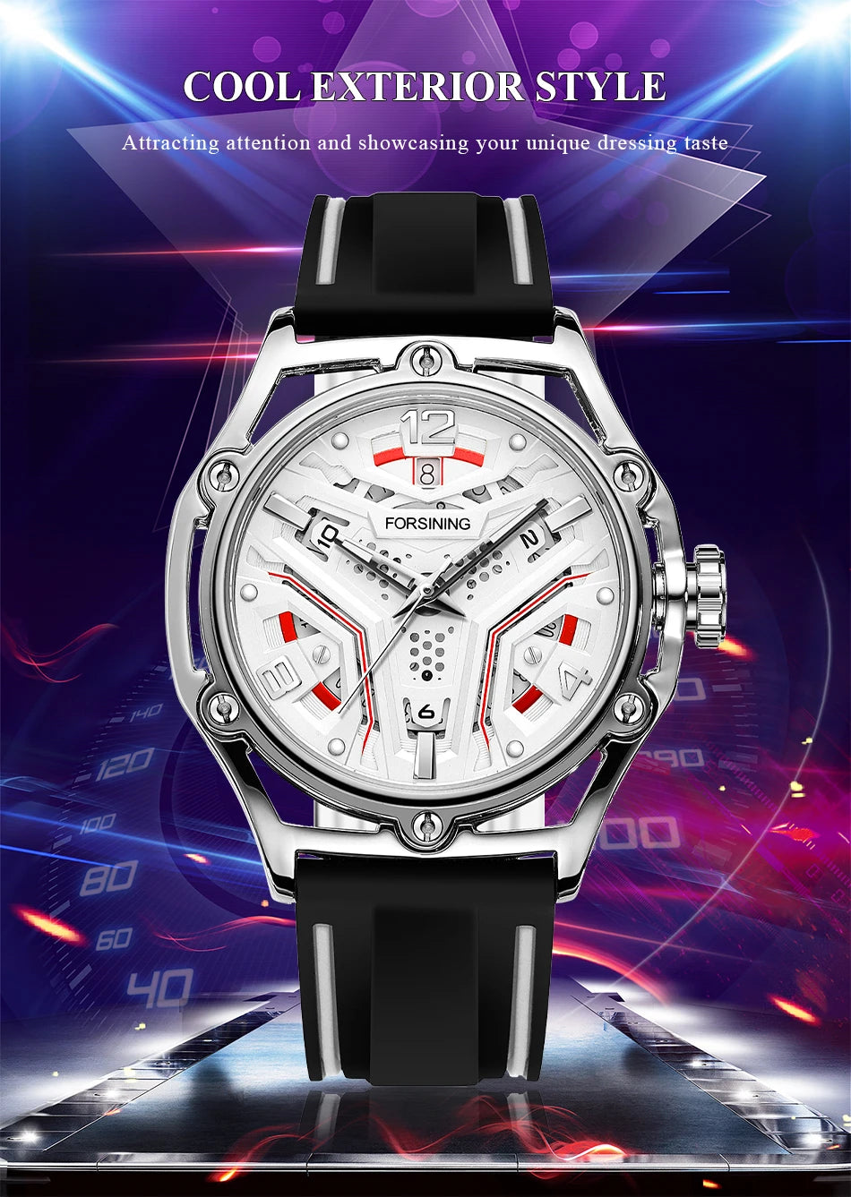 Excellence Original High-end Luxury Skeleton Automatic Mechanical Men's Watch Waterproof Silicone Stainless Steel Wrist Watches