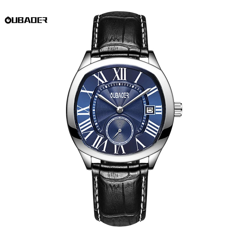 Excellence New Top Luxury Square Calendar Men's Watch Waterproof Fashion Business High Quality Leather.