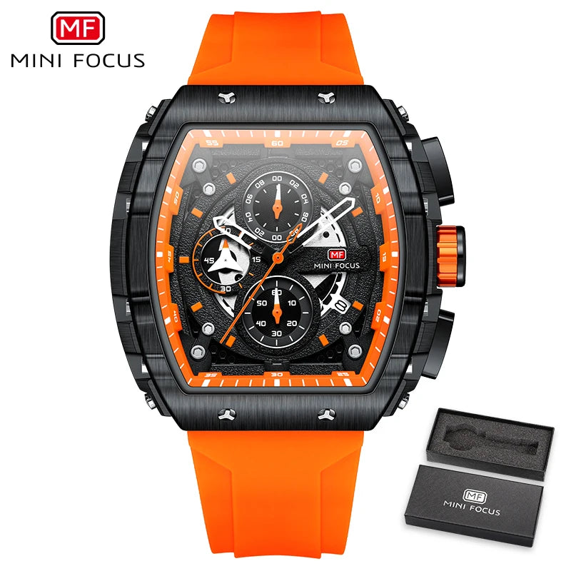 Excellence Sports Multifunctional Quartz Watch for Men Calendar Chronograph Waterproof Silicone Strap Fashion Men's Watches 2024