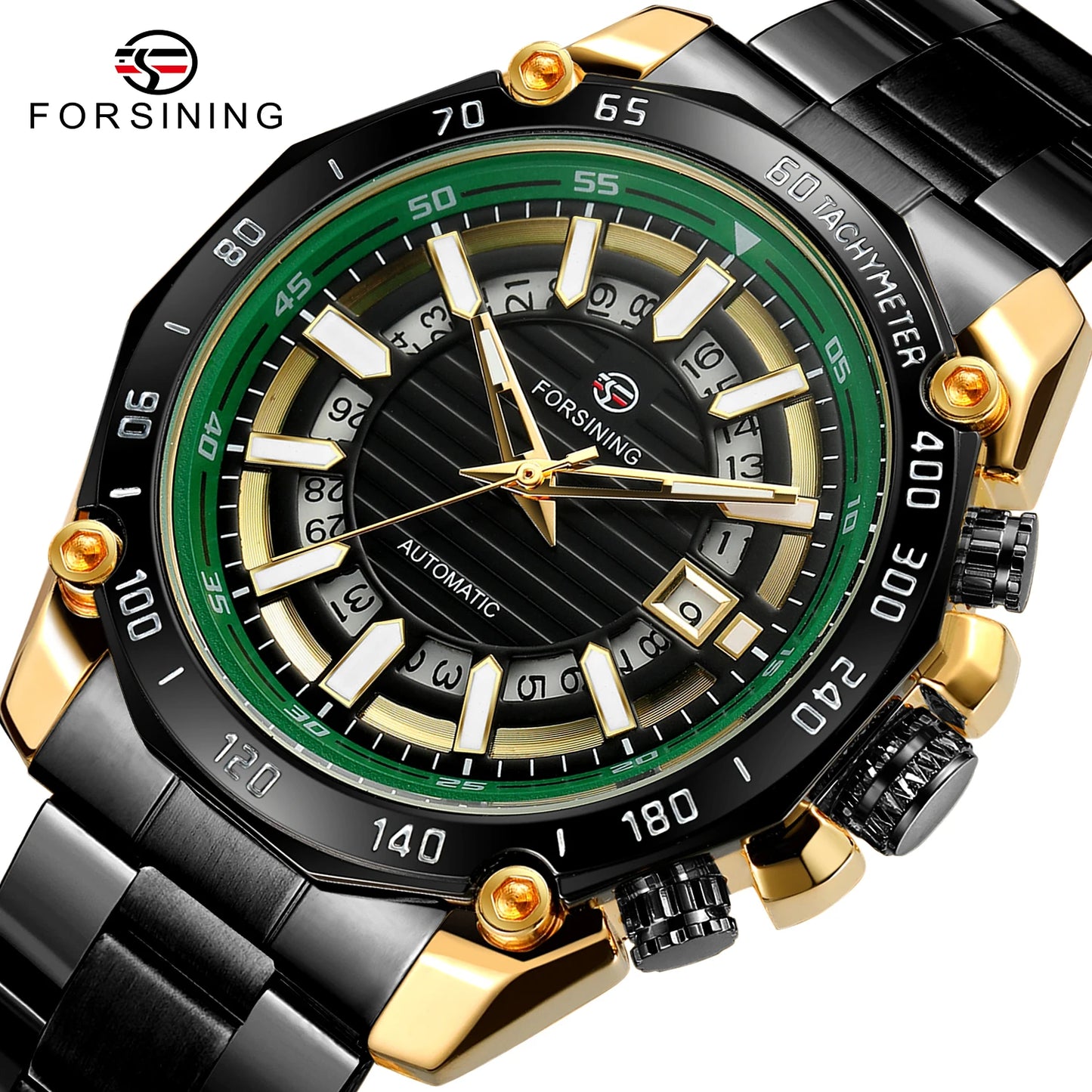 Excellence Design Timed Lap Men Automatic Mechanical Watches Men Luxury Stainless Steel Waterproof Watch Luminous Hands