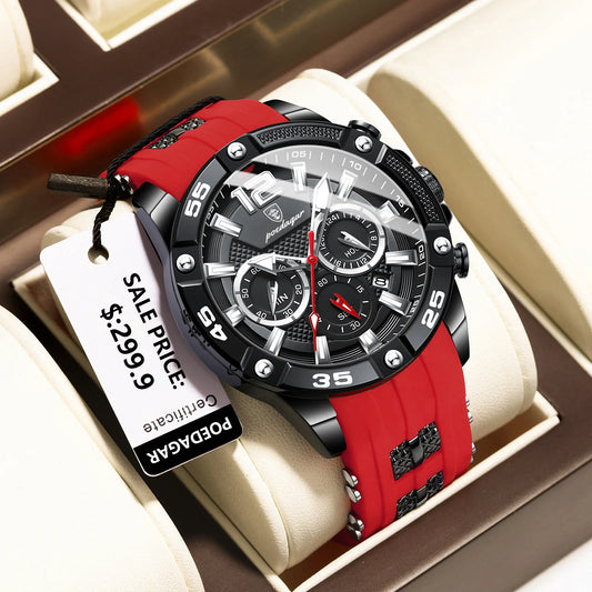 Excellence Luxury Man Wristwatch Sport Chronograph Waterproof Luminous Date Watches for Men Casual Quartz Silicone Men Watch