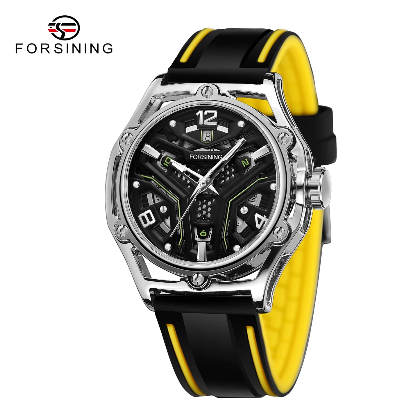 Excellence Genuine High End Luxury Hollow Skeleton Automatic Mechanical  Men's Watch Waterproof Sports Rubber Band Wrist Watches