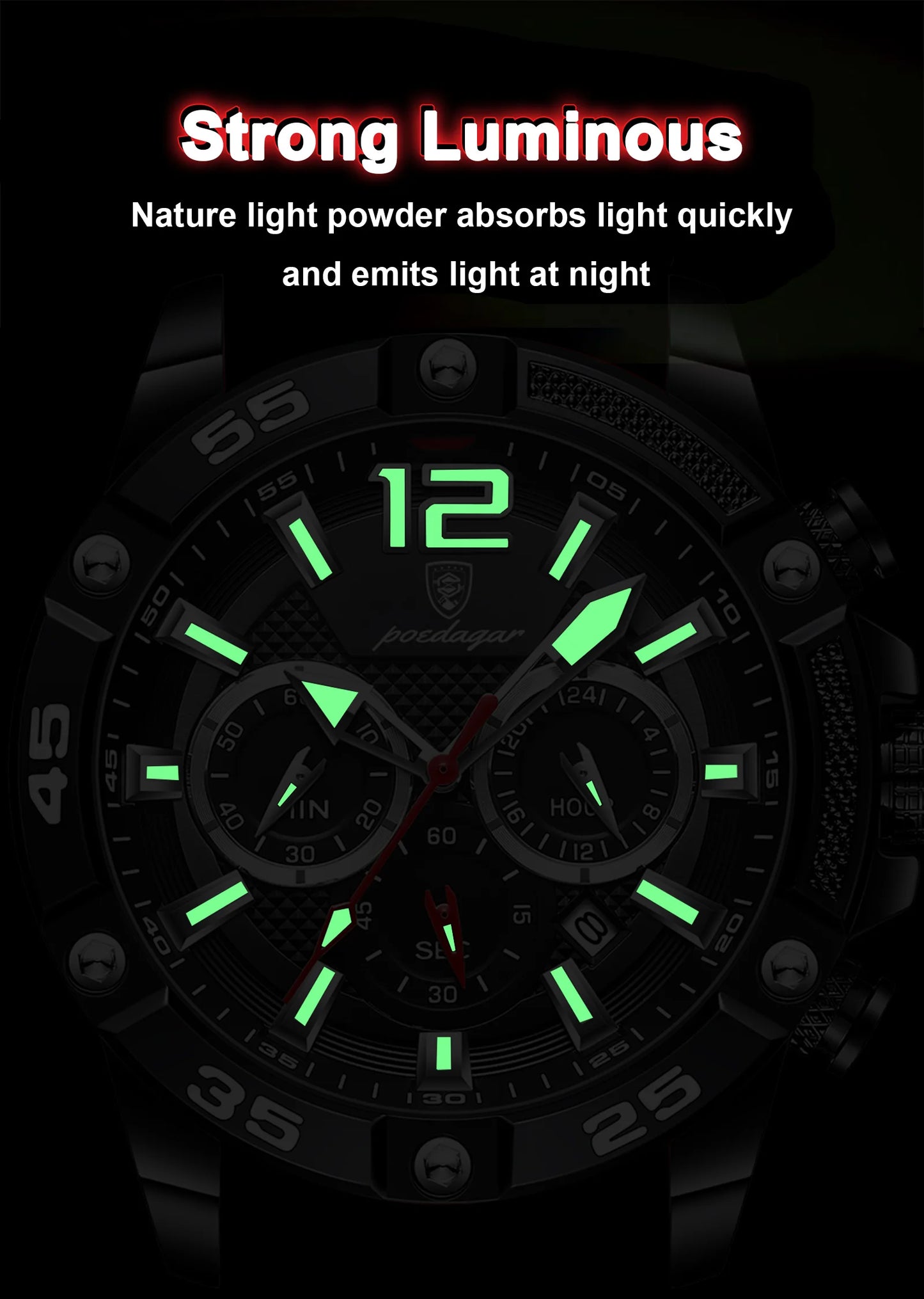 Excellence Luxury Man Wristwatch Sport Chronograph Waterproof Luminous Date Watches for Men Casual Quartz Silicone Men Watch