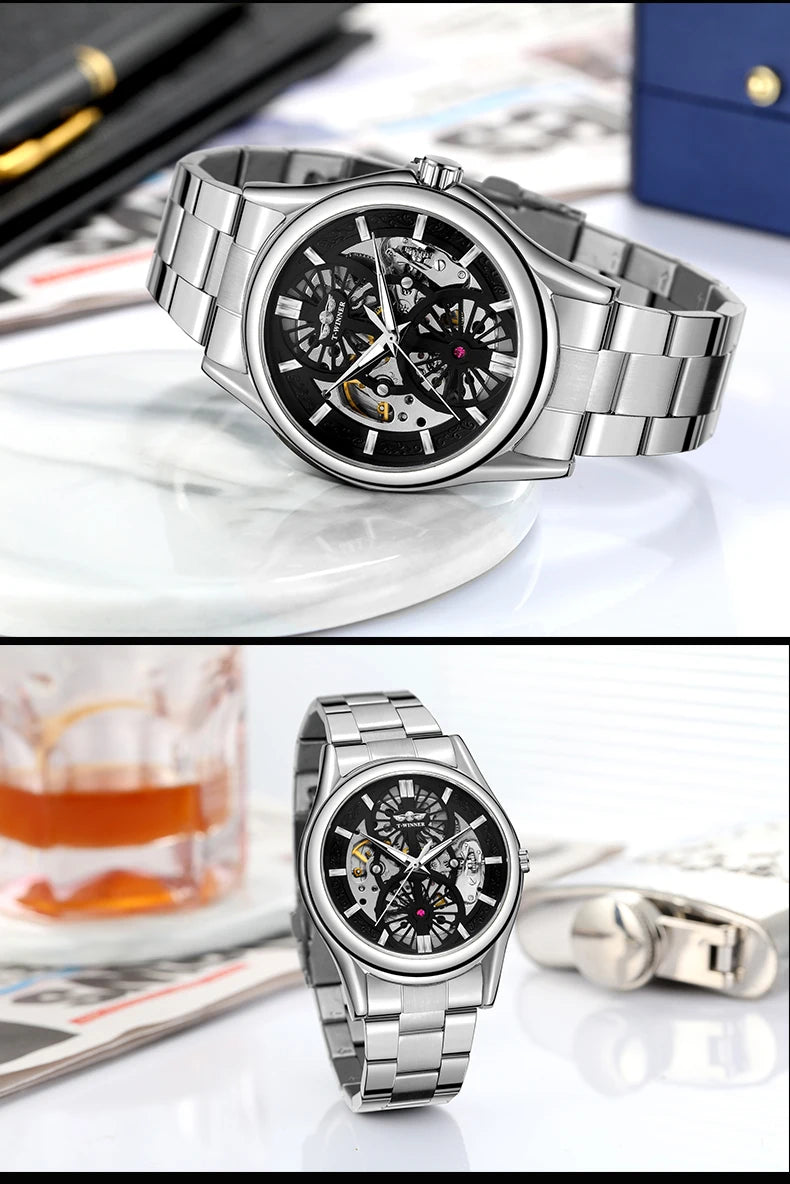 Excellence New Design Winner Original Wrist Watches Luminous Transparent Skeleton Automatic clockwork Luxury automatic