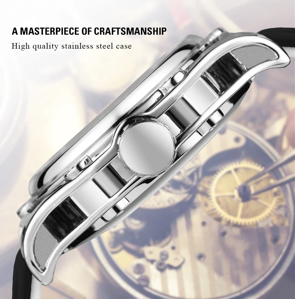 Excellence Original High-end Luxury Skeleton Automatic Mechanical Men's Watch Waterproof Silicone Stainless Steel Wrist Watches