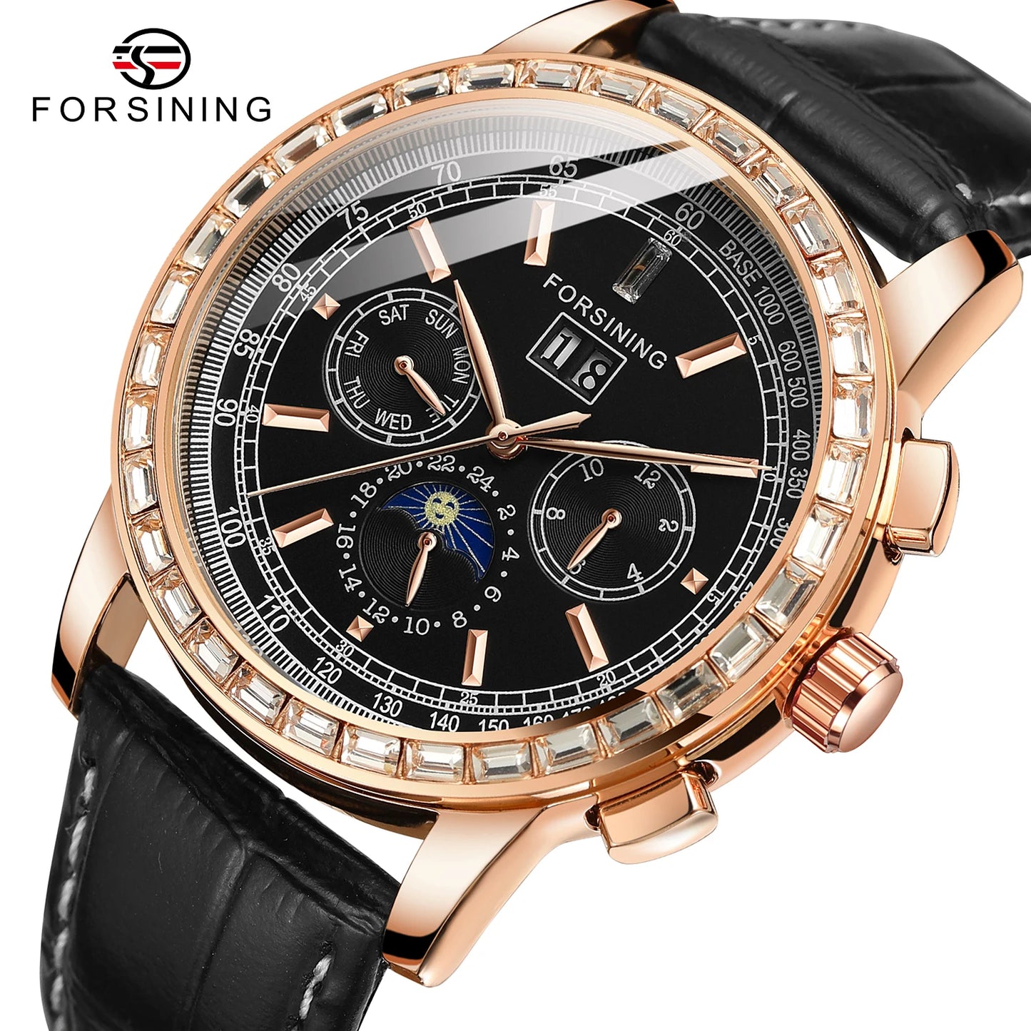 Excellence Big Diamond Dial Moon Phase Automatic Watch For Man and Woman Couple Mechanical Waterproof High-End Luxury Watch