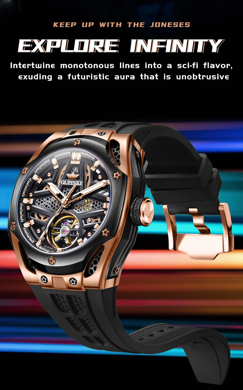 Excellence Men's Watches Full Skeleton 50ATM Waterproof Luminous Automatic Mechanical Watch