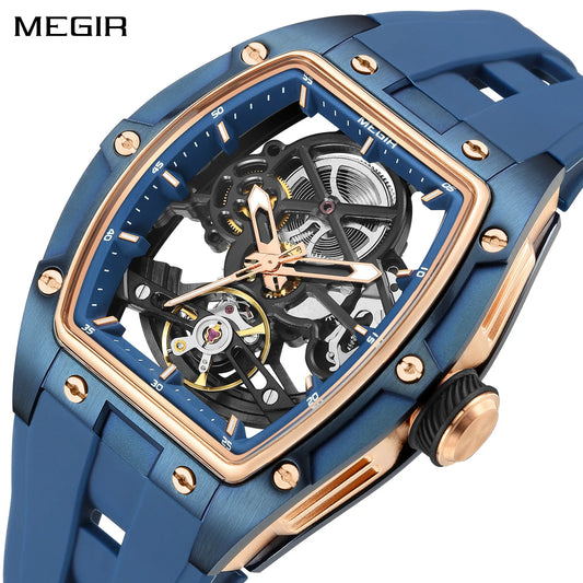 Excellence Luxury Brand Sport Watch for Men Silicone Mechanical Watches Hollow Full Automatic Movement Luminous Wristwatch