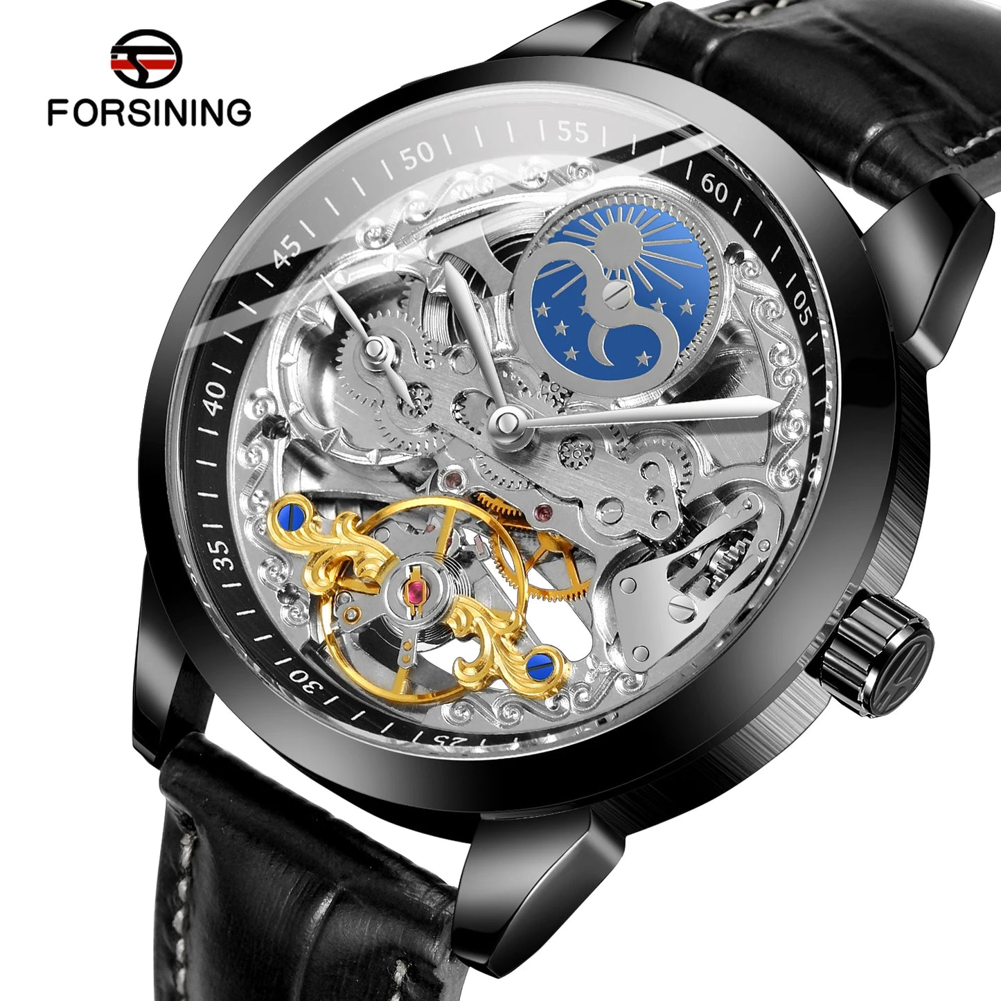 Excellence High-quality Multiple Time Zon Moonphase Tourbillion Automatic Watch Regulator Skeleton Mechanical Watches for men replica