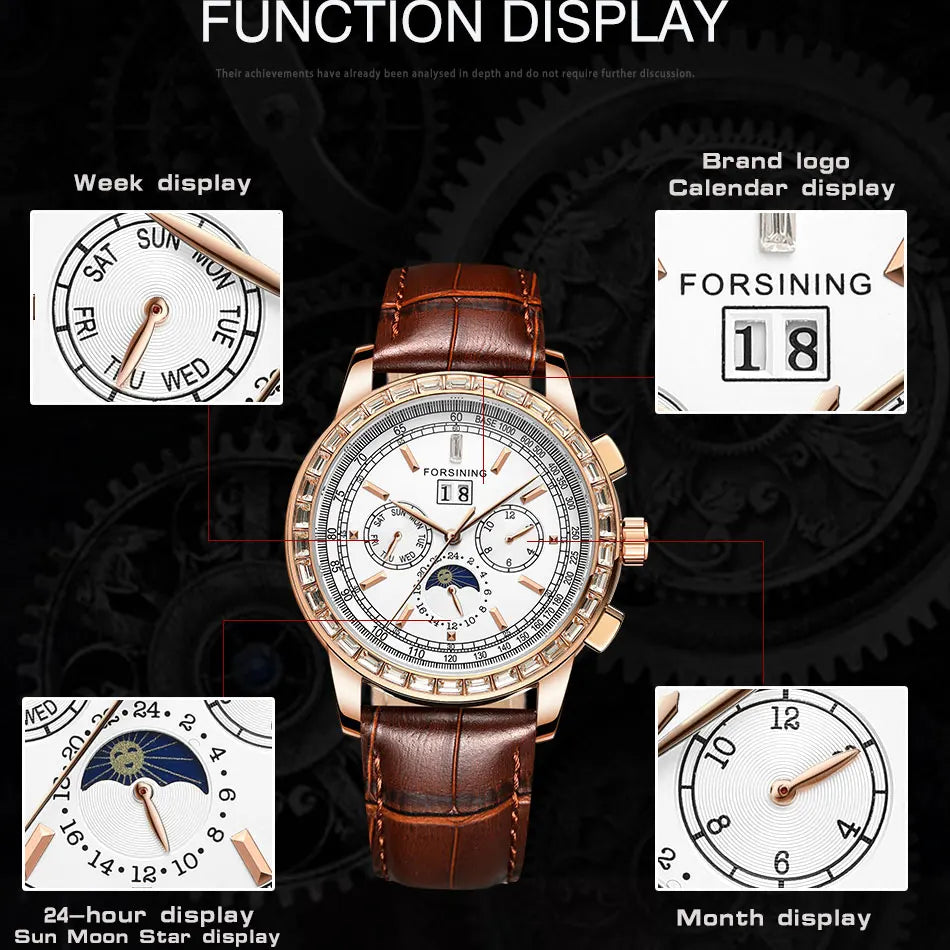 Excellence Big Diamond Dial Moon Phase Automatic Watch For Man and Woman Couple Mechanical Waterproof High-End Luxury Watch