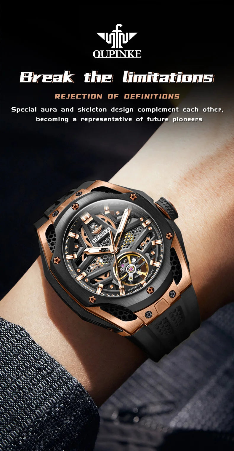 Excellence Men's Watches Full Skeleton 50ATM Waterproof Luminous Automatic Mechanical Watch