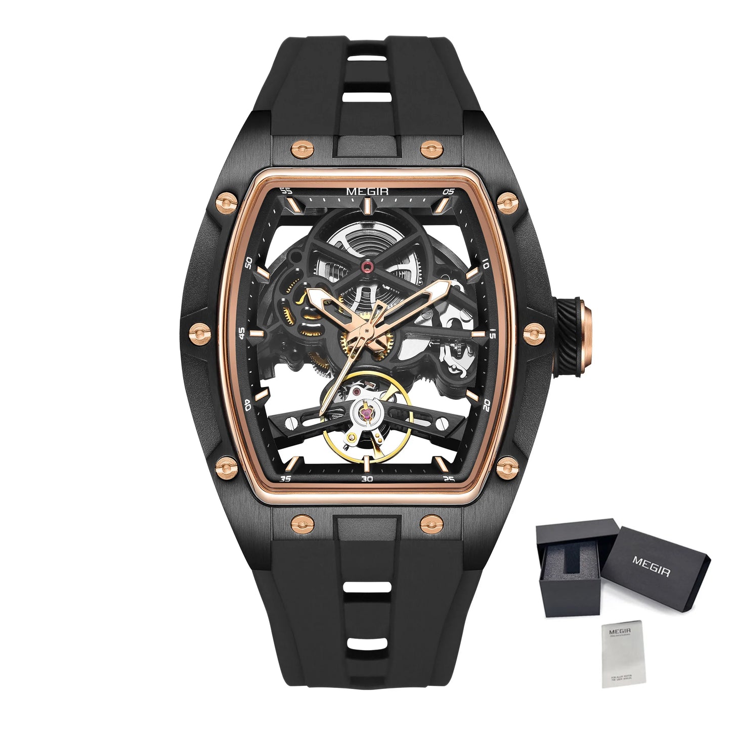 Excellence Luxury Brand Sport Watch for Men Silicone Mechanical Watches Hollow Full Automatic Movement Luminous Wristwatch