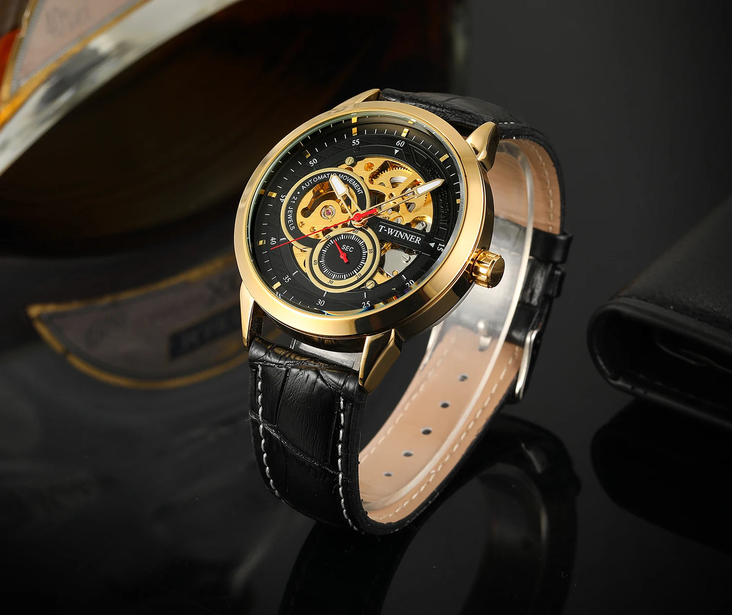 Excellence High-End Luxury Man Watch Top Brand Luxury Transparent Skeleton Mechanical Automatic Watches for men Rare Gold Wristwatch