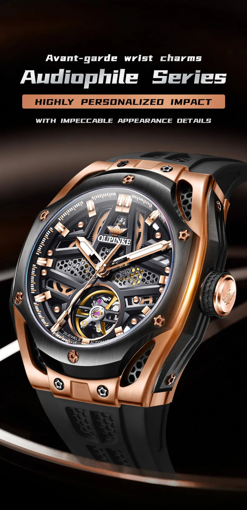 Excellence Men's Watches Full Skeleton 50ATM Waterproof Luminous Automatic Mechanical Watch