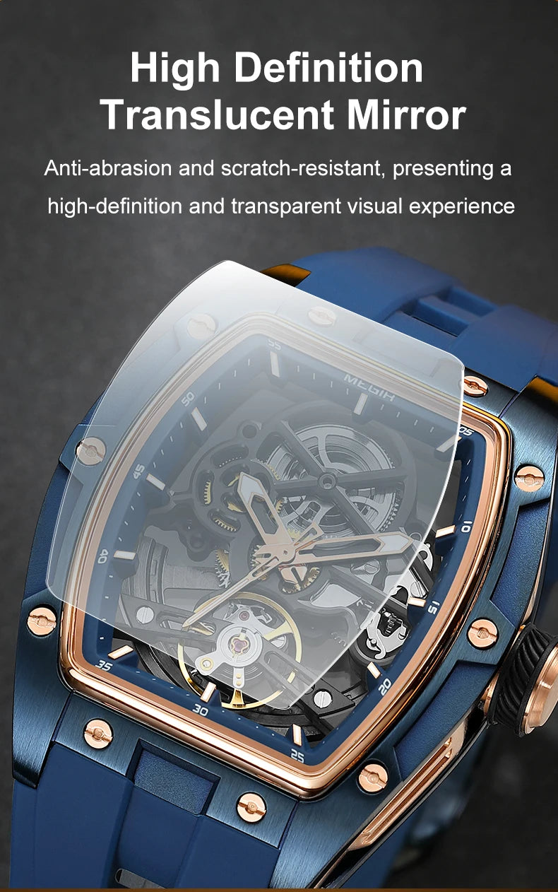 Excellence Luxury Brand Sport Watch for Men Silicone Mechanical Watches Hollow Full Automatic Movement Luminous Wristwatch