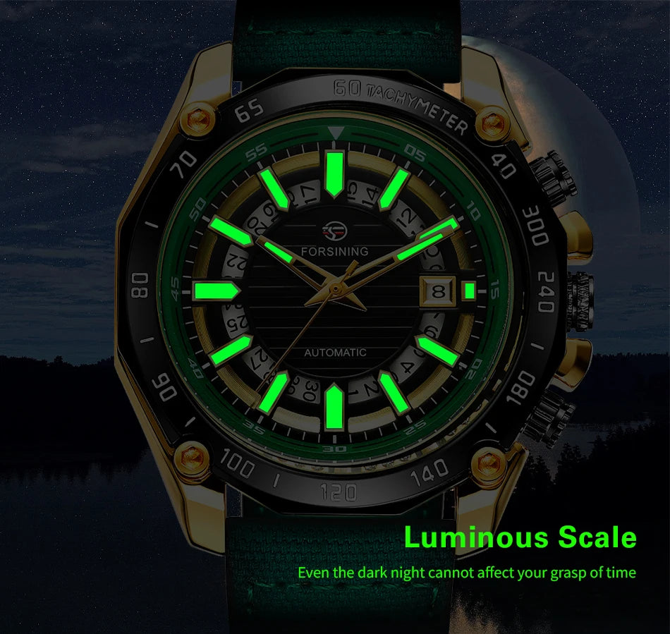 Excellence Design Timed Lap Men Automatic Mechanical Fabric Strap Watches Men Luxury  Waterproof Watch Luminous Hands