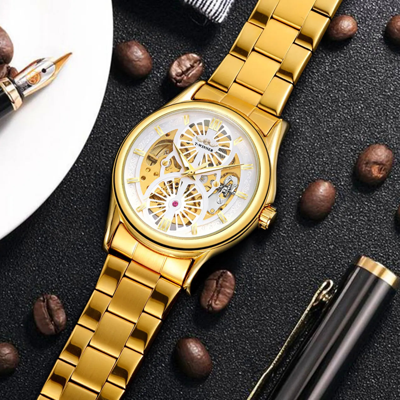 Excellence New Design Winner Original Wrist Watches Luminous Transparent Skeleton Automatic clockwork Luxury automatic