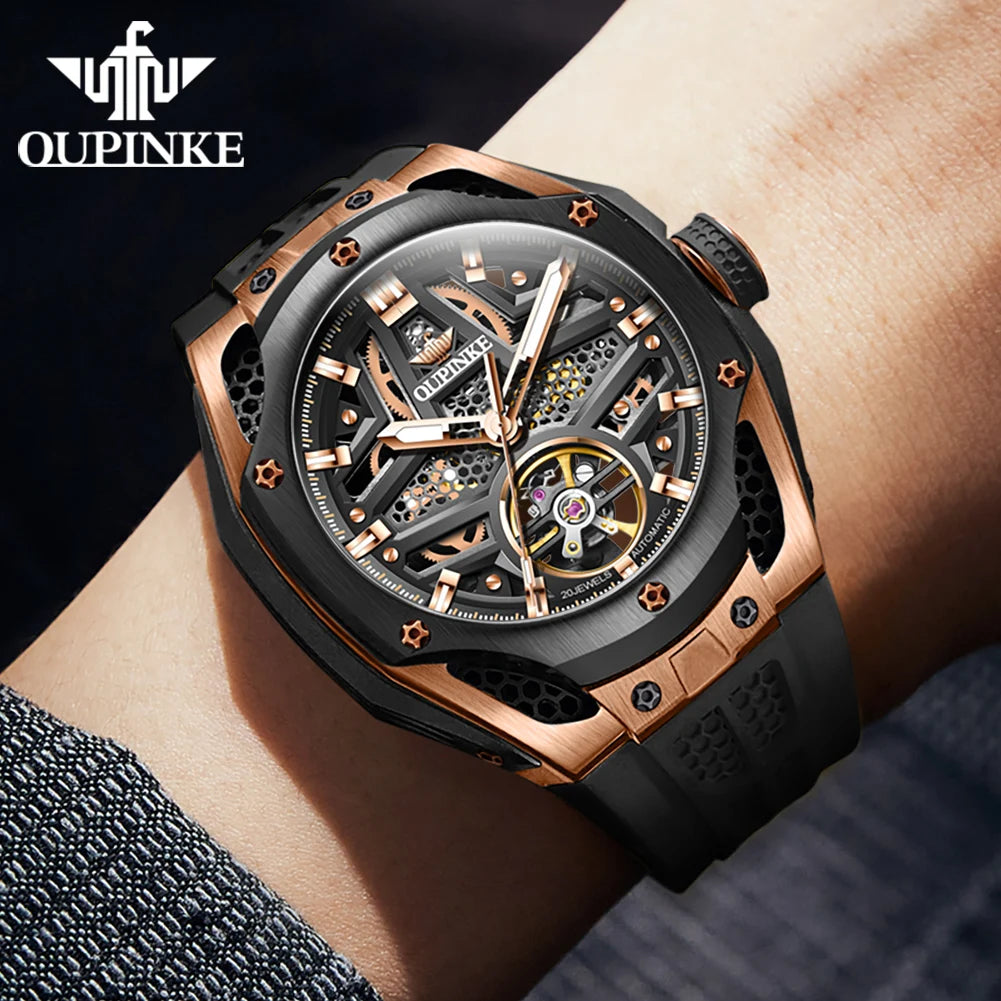 Excellence Men's Watches Full Skeleton 50ATM Waterproof Luminous Automatic Mechanical Watch