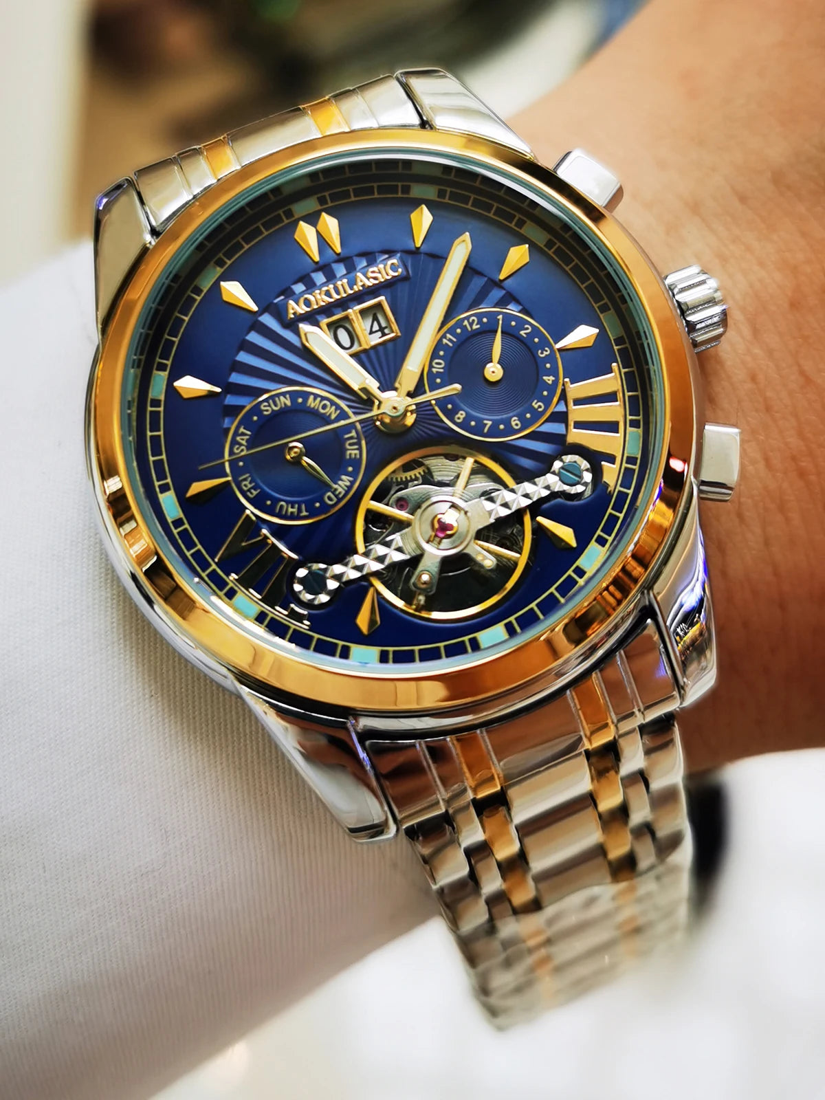 Excellence  Fashion Tourbillon Men's Watches Top Brand Luxury Skeleton Automatic Mechanical Watch Stainless Steel Strap Luminous