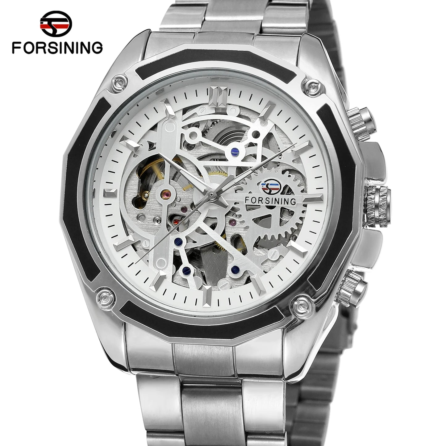 Excellence Stainless Steel Skeleton Mechanical Watch Male Automatic Movement Man Wrist Watches Waterproof High End Luxury watch