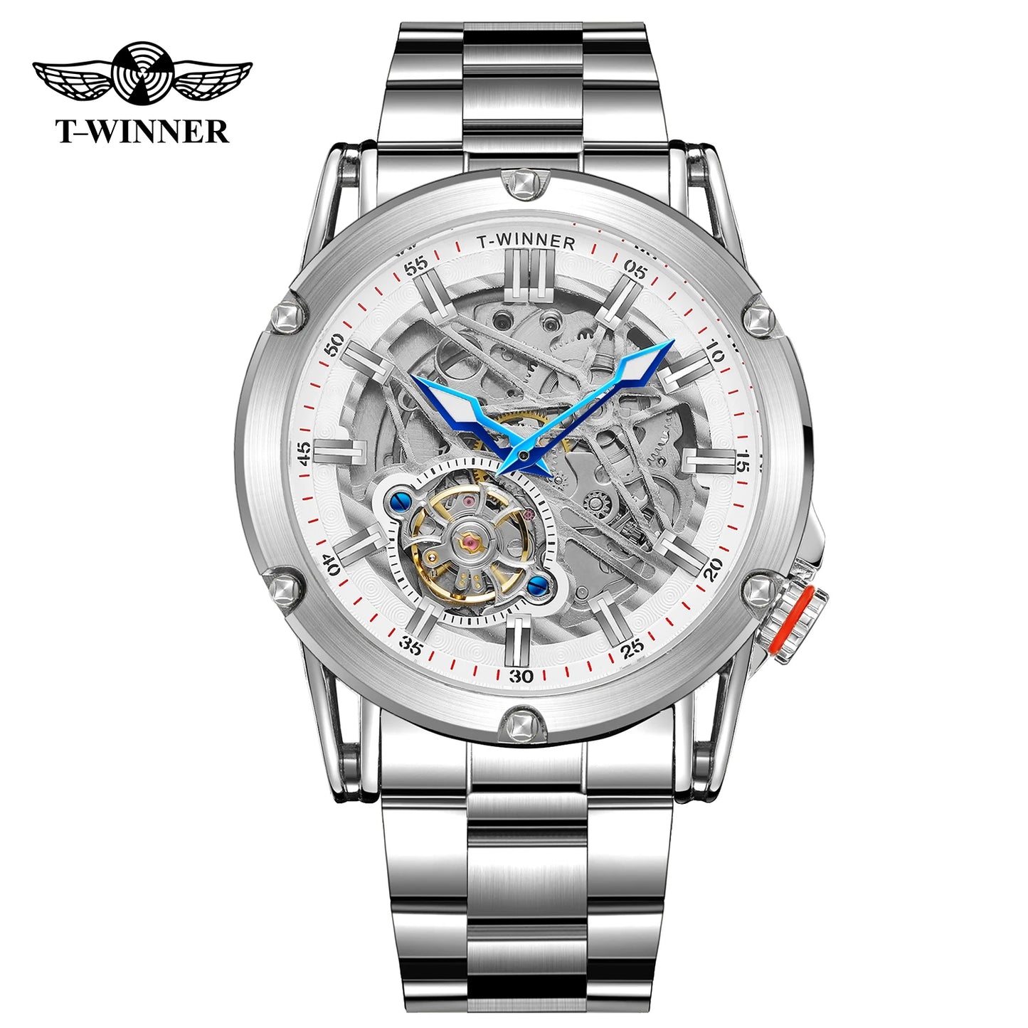 Excellence Original Luxury Tourbillon Stainless Steel Skeleton Mechanical Men's Watch Automatic Movement Military Wristwatches