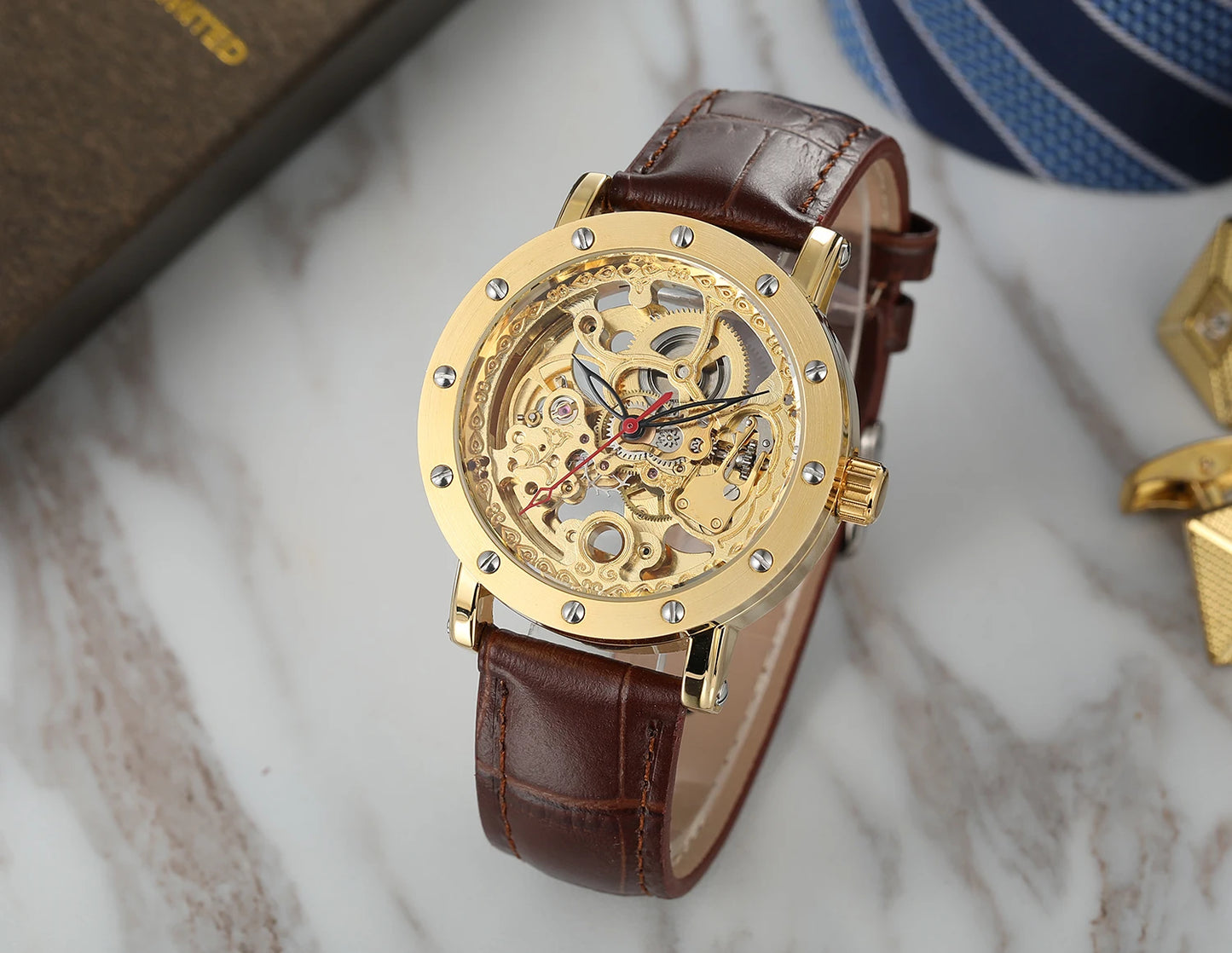 Excellence High Quality  men's watches Top Brand Luxury Hollow Skeleton Mechanical Automatic wristwatch  automatic