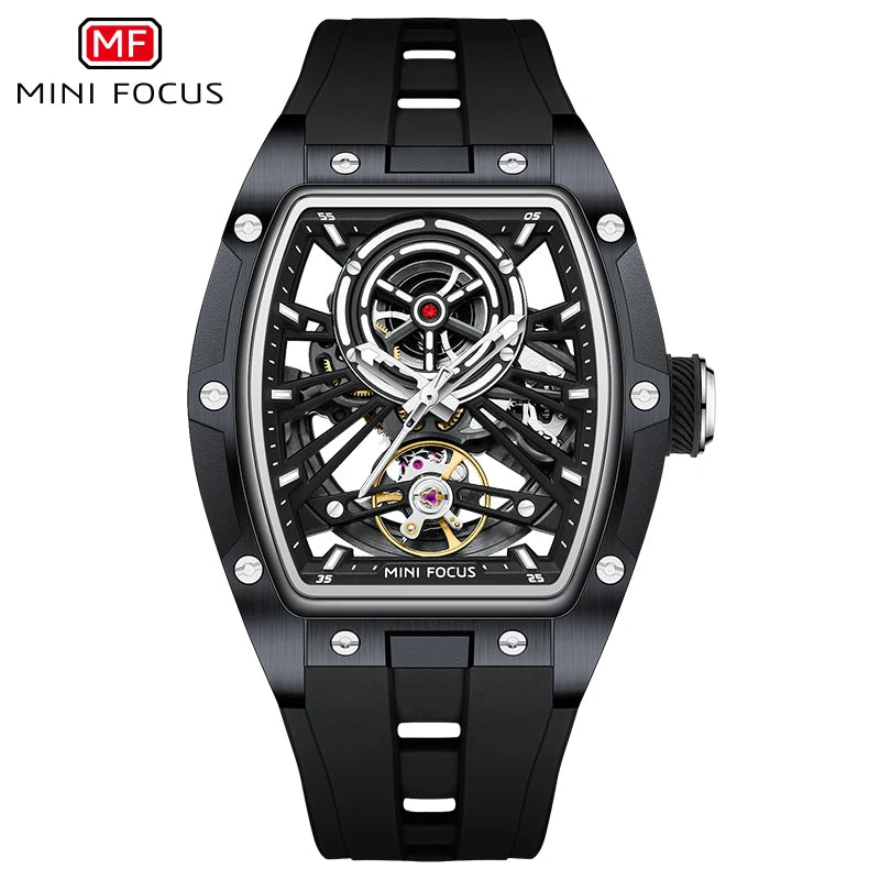 Excellence Fashion Tourbillon Skeleton Automatic Mechanical Watch for Men Luminous Silicone Strap Sports Waterproof Watches 2024