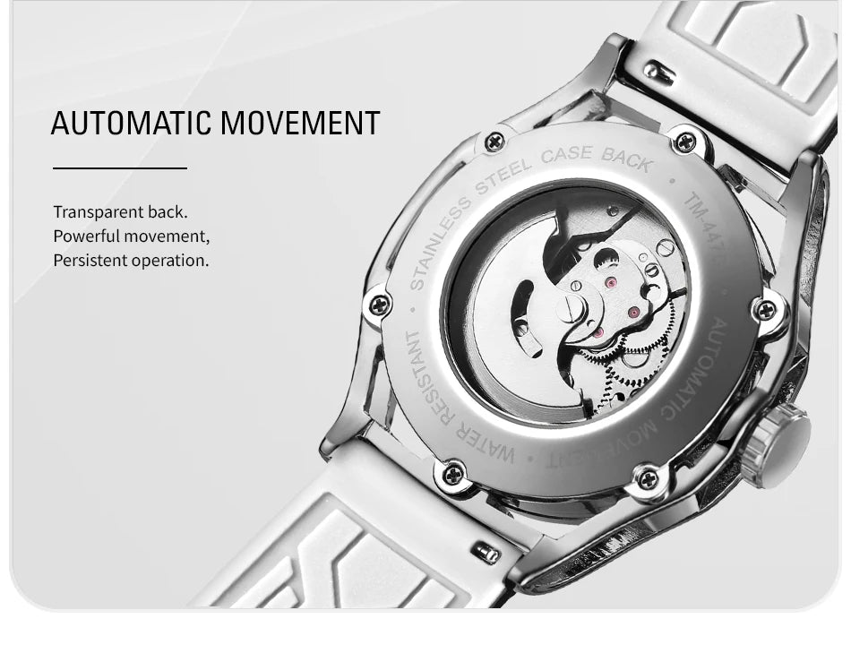 Excellence Original High-end Luxury Skeleton Automatic Mechanical Men's Watch Waterproof Silicone Stainless Steel Wrist Watches