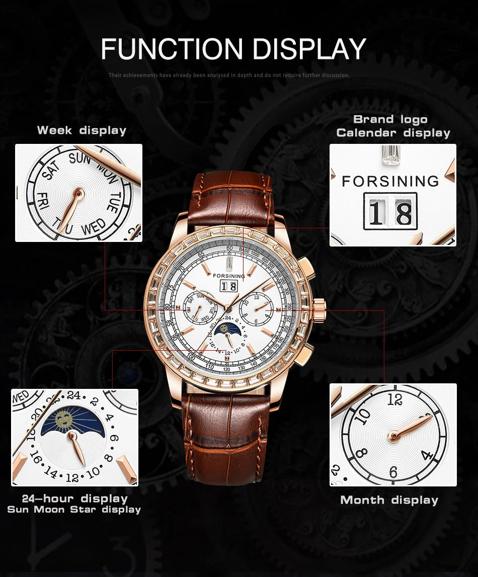 Excellence Big Diamond Dial Moon Phase Automatic Watch For Man and Woman Couple Mechanical Waterproof High-End Luxury Watch