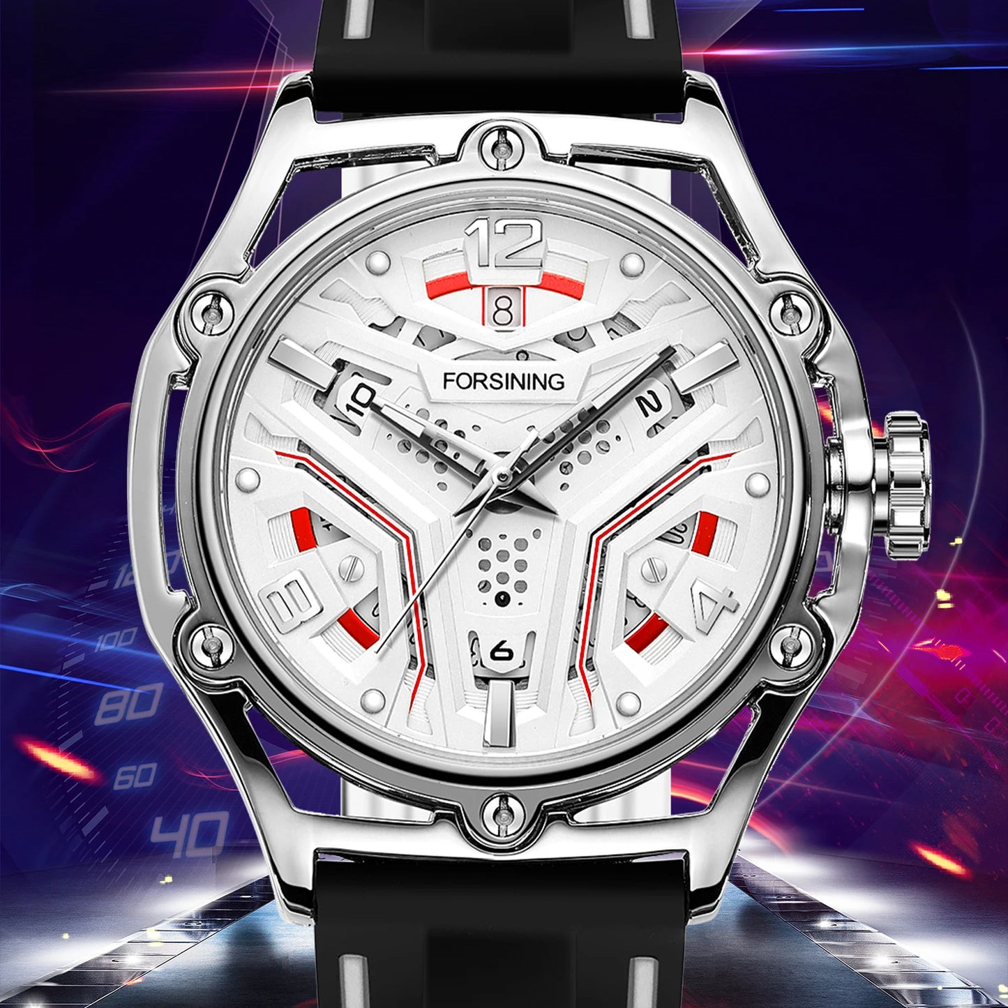 Excellence Original High-end Luxury Skeleton Automatic Mechanical Men's Watch Waterproof Silicone Stainless Steel Wrist Watches