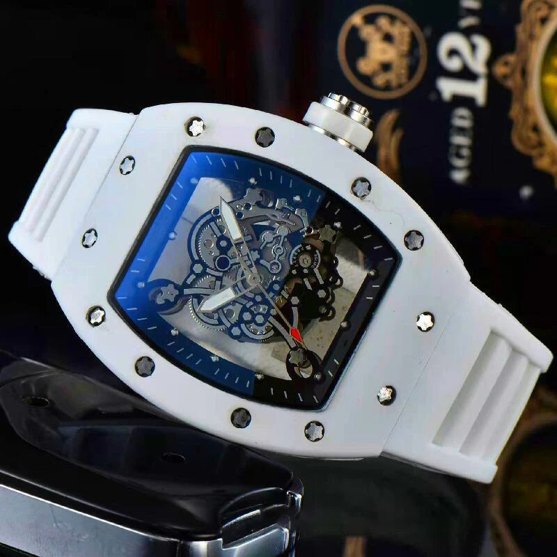 Excellence New fashionable casual men's watch with transparent bottom and double-sided hollow quartz watch