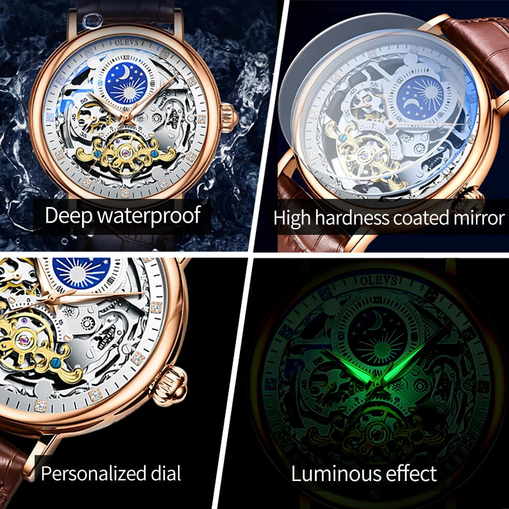 Excellence Skeleton Watches Mechanical Automatic Watch Men Tourbillon Sport Clock Casual Business Moon Wrist Watch