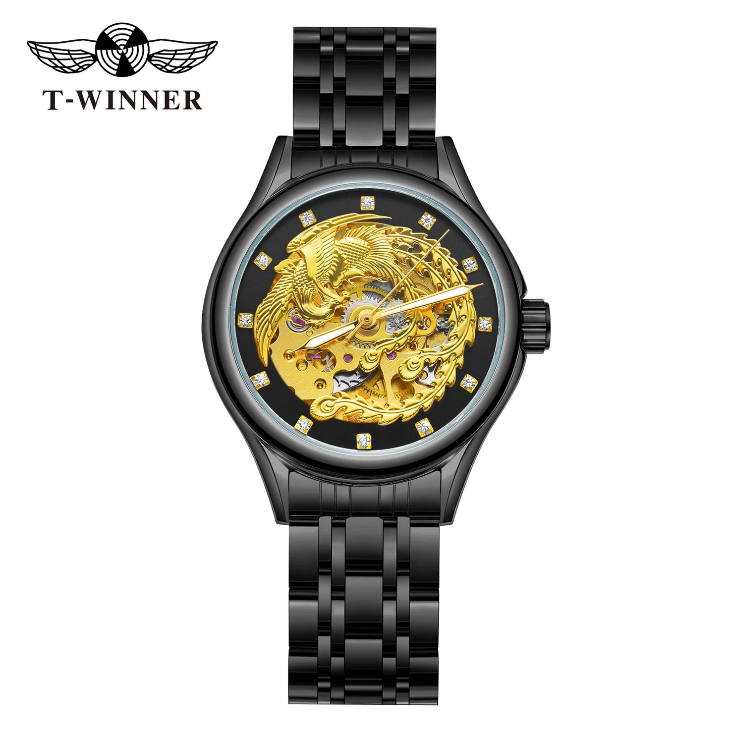 Excellence Skeleton Dial Golden Phoenix Women Fashion Automatic Watch Luxury Waterproof Mechanical Girl Wrist Lady Watch