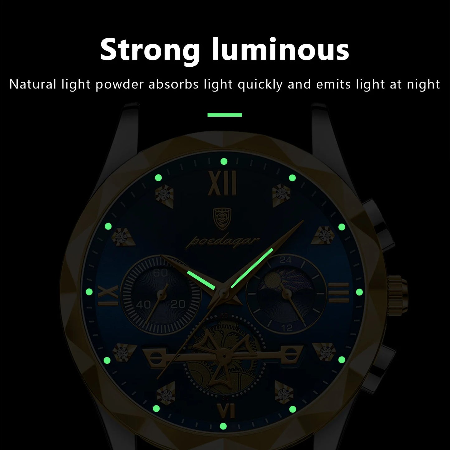 Excellence Man Wristwatch Waterproof Luminous Chronograph Watch for Men Stainless Steel Men's Quartz Watch