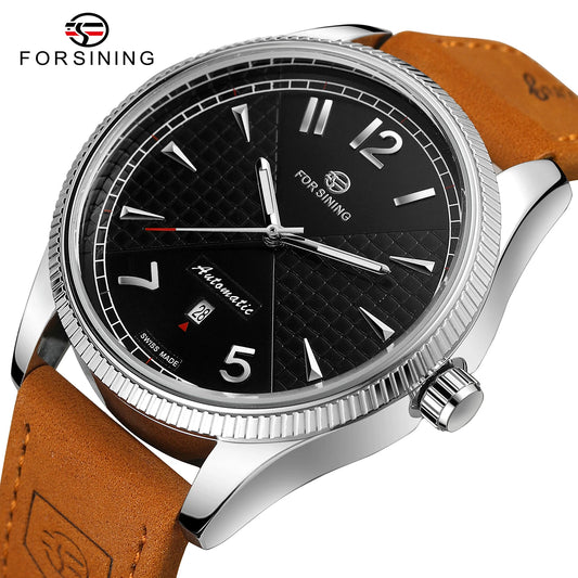 Excellence Design Business Classic Simple Calendar Display Big Dial Male Wrist Watches Men Automatic Mechanical Cowhide Belt