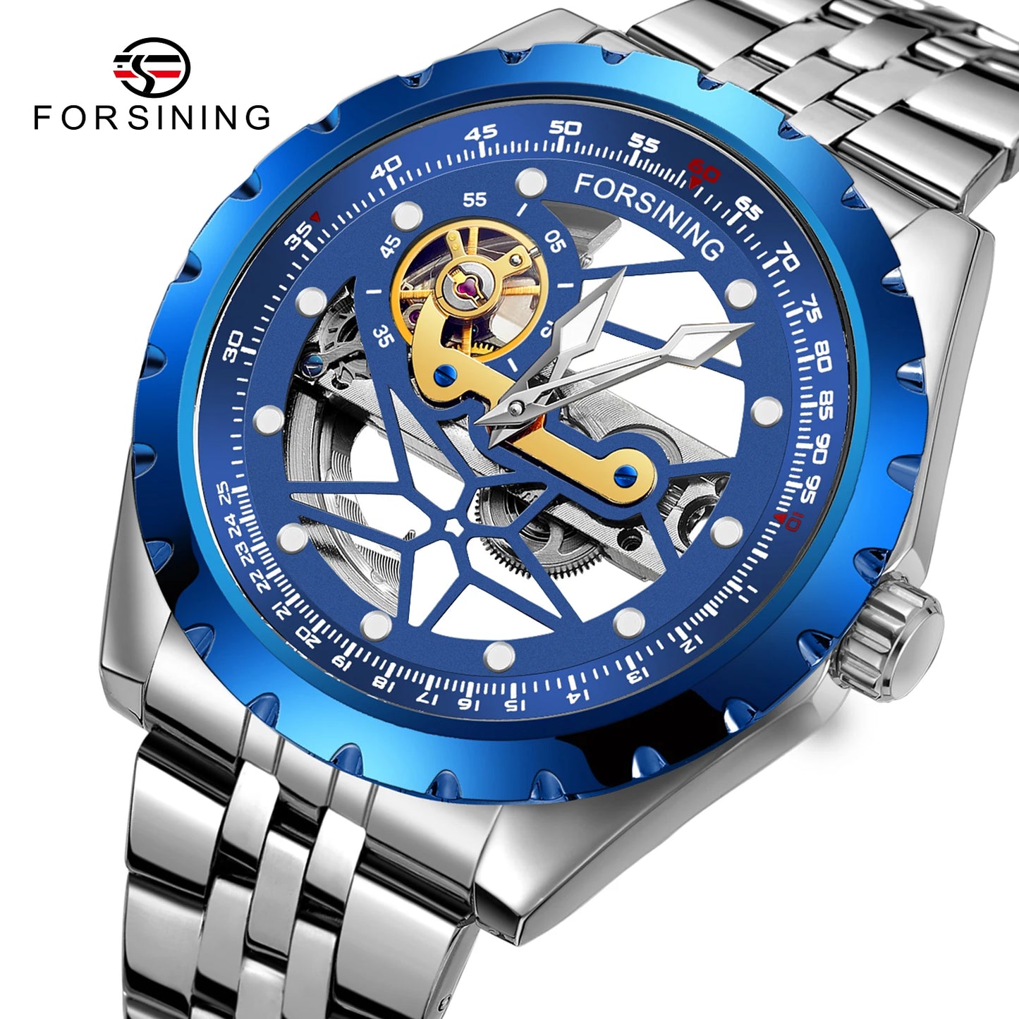 Excellence New Luxury Stainless Steel Skeleton Tourbillon Automatic Movement Man Watch Mechanical  Waterproof Luminous Male Wrist Watch