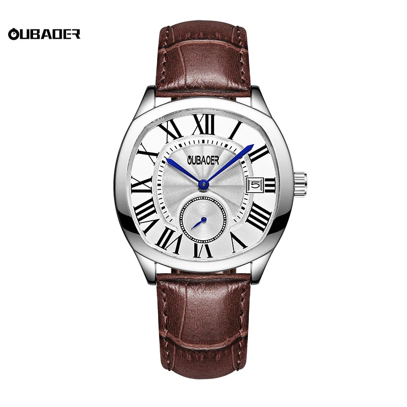 Excellence New Top Luxury Square Calendar Men's Watch Waterproof Fashion Business High Quality Leather.