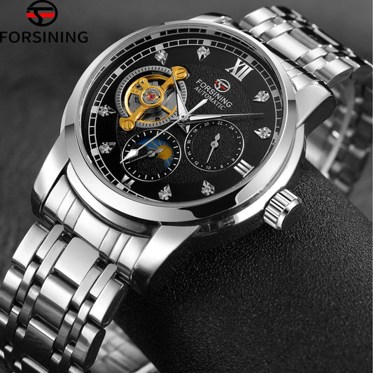 Excellence  Original 3D Diamond Men Watches Top Luxury Automatic Mechanical Moon Phase Tourbillon Wrist watch Waterproof Clock