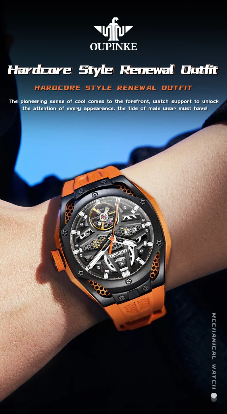 Excellence Men's Watches Full Skeleton 50ATM Waterproof Luminous Automatic Mechanical Watch