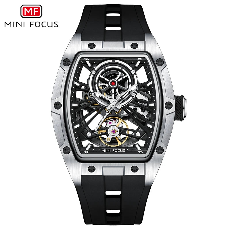 Excellence Fashion Tourbillon Skeleton Automatic Mechanical Watch for Men Luminous Silicone Strap Sports Waterproof Watches 2024