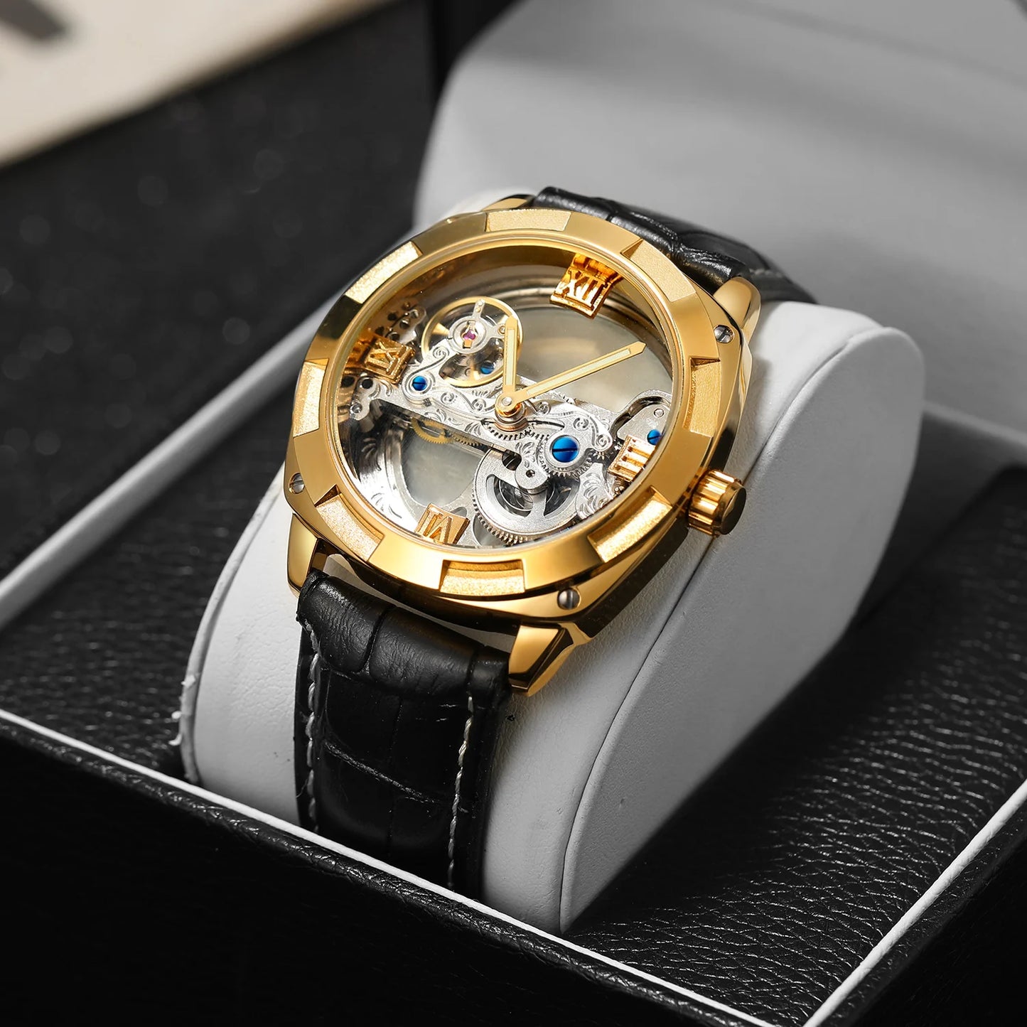 Excellence Top Brand Luxury Stainless Steel Skeleton Tourbillon Automatic Movement Men Watch Mechanical Waterproof Luminous Wrist Clock