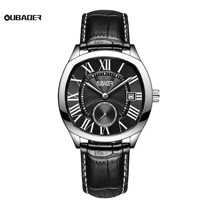 Excellence New Top Luxury Square Calendar Men's Watch Waterproof Fashion Business High Quality Leather.