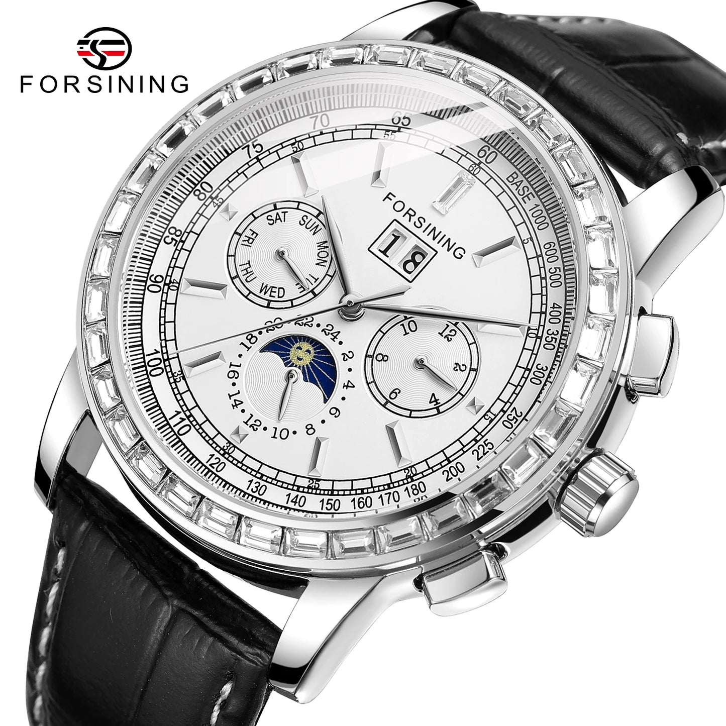 Excellence Big Diamond Dial Moon Phase Automatic Watch For Man and Woman Couple Mechanical Waterproof High-End Luxury Watch