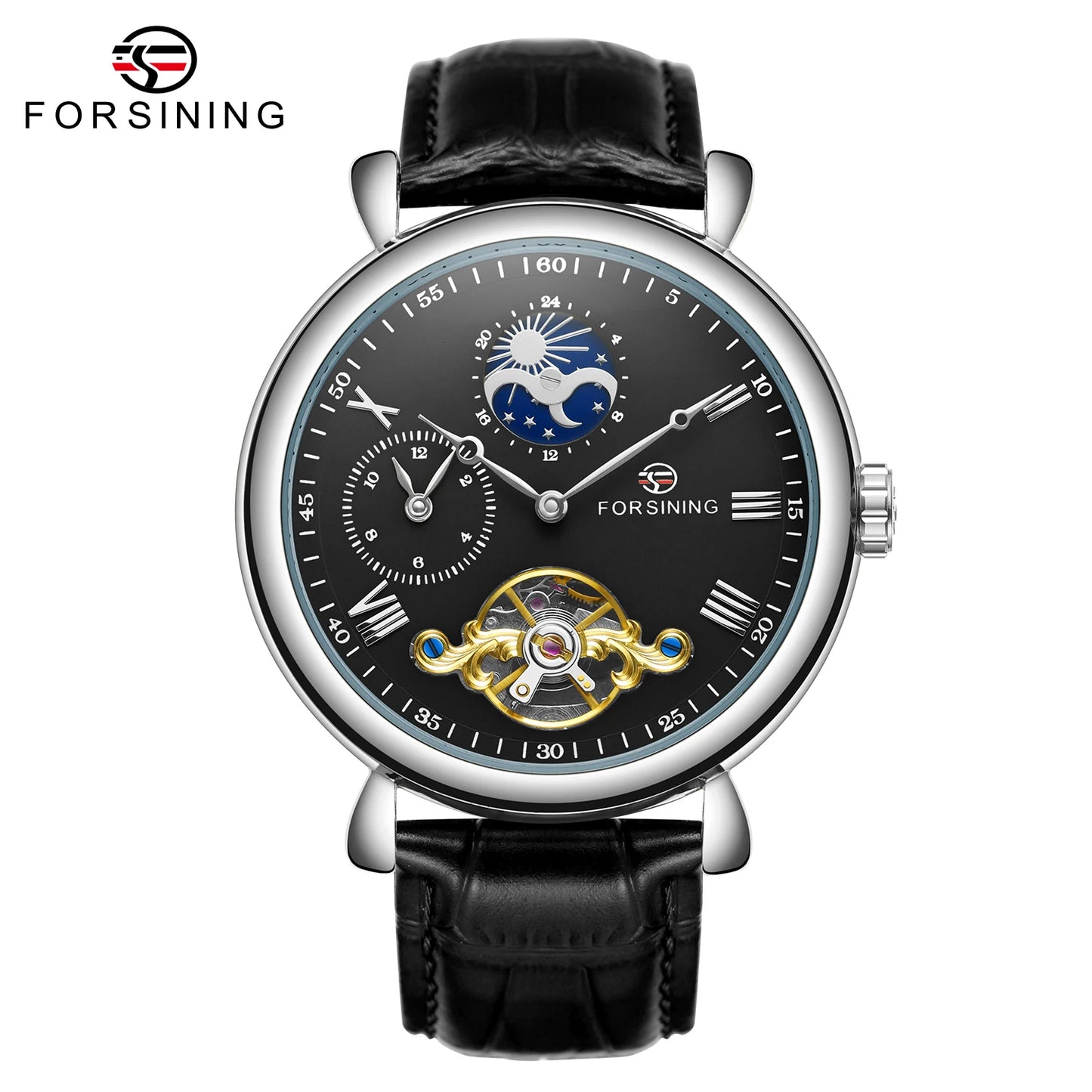 Excellence High Quality Multiple Time Zone Moonphase Automatic Watch Fashion Luxury Skeleton Mechanical Watches Leather Belt Men's Wristwatch