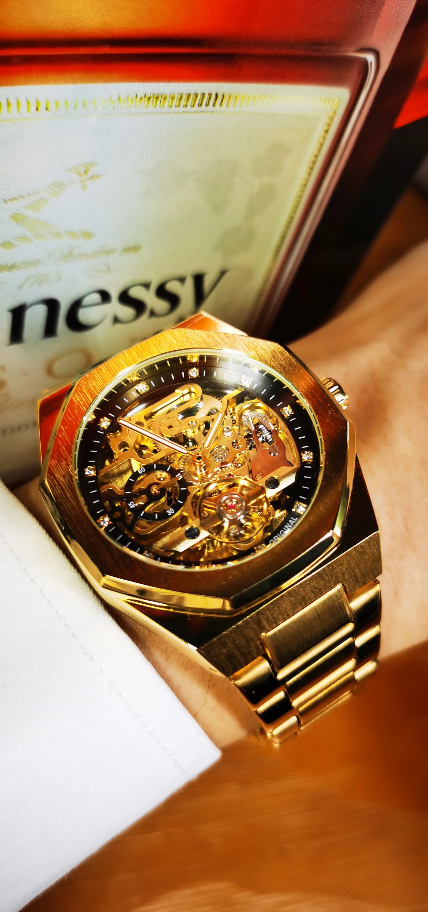 Excellence Casual Automatic Mechanical Watch for Men Luminous Hands Stainless Steel Strap Fashion Luxury Skeleton Men's Watches