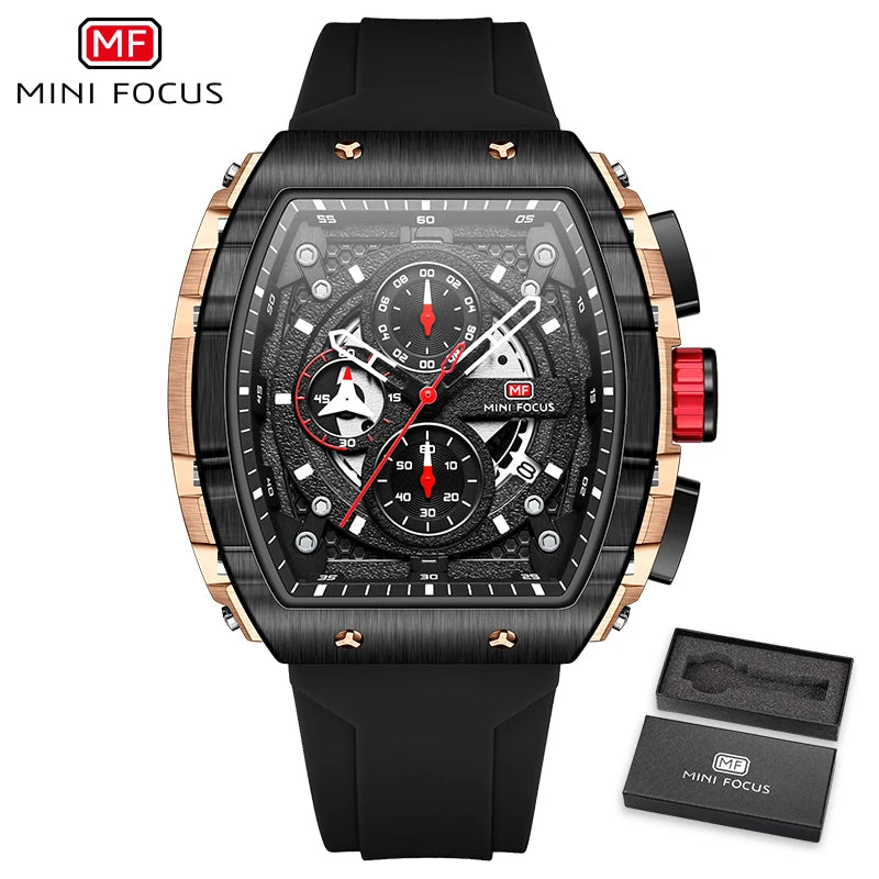 Excellence Sports Multifunctional Quartz Watch for Men Calendar Chronograph Waterproof Silicone Strap Fashion Men's Watches 2024