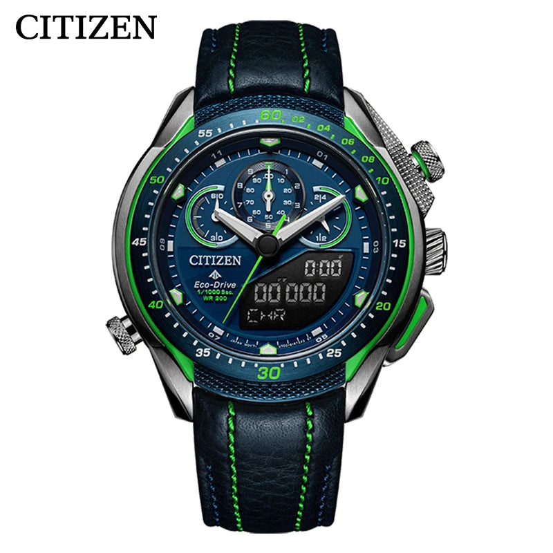 CITIZEN Original Japanese watch Eco- Drive  20bar Waterproof  Watch Luminous Leather strap Sports Watch JW0148-12L