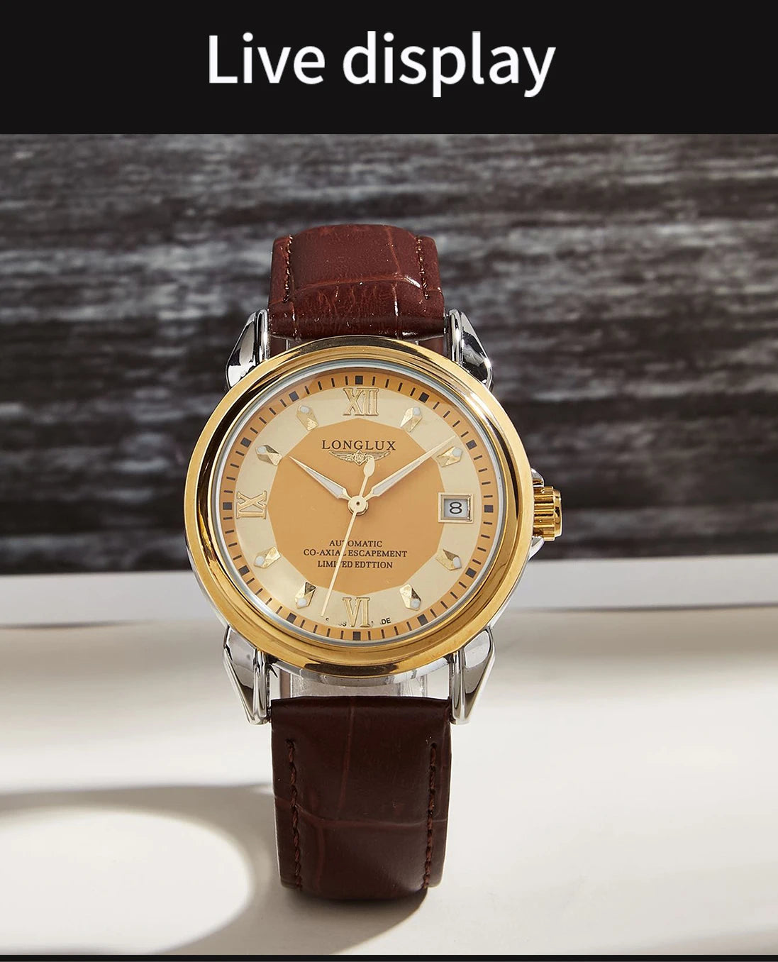 Excellence automatic watch business leisure dating wholesale mechanical wristwatches waterproof leather date men's watch.