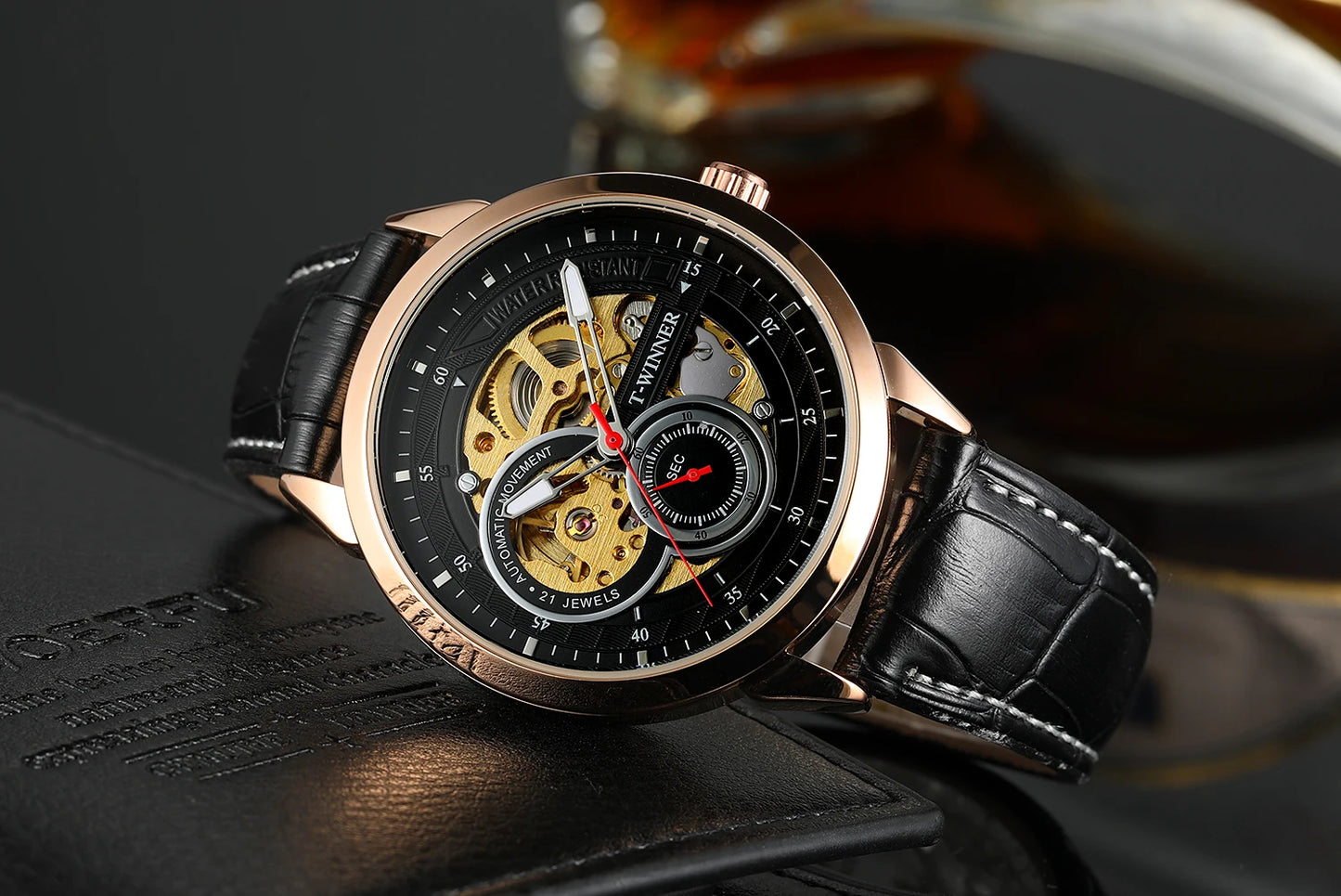 Excellence High-End Luxury Man Watch Top Brand Luxury Transparent Skeleton Mechanical Automatic Watches for men Rare Gold Wristwatch