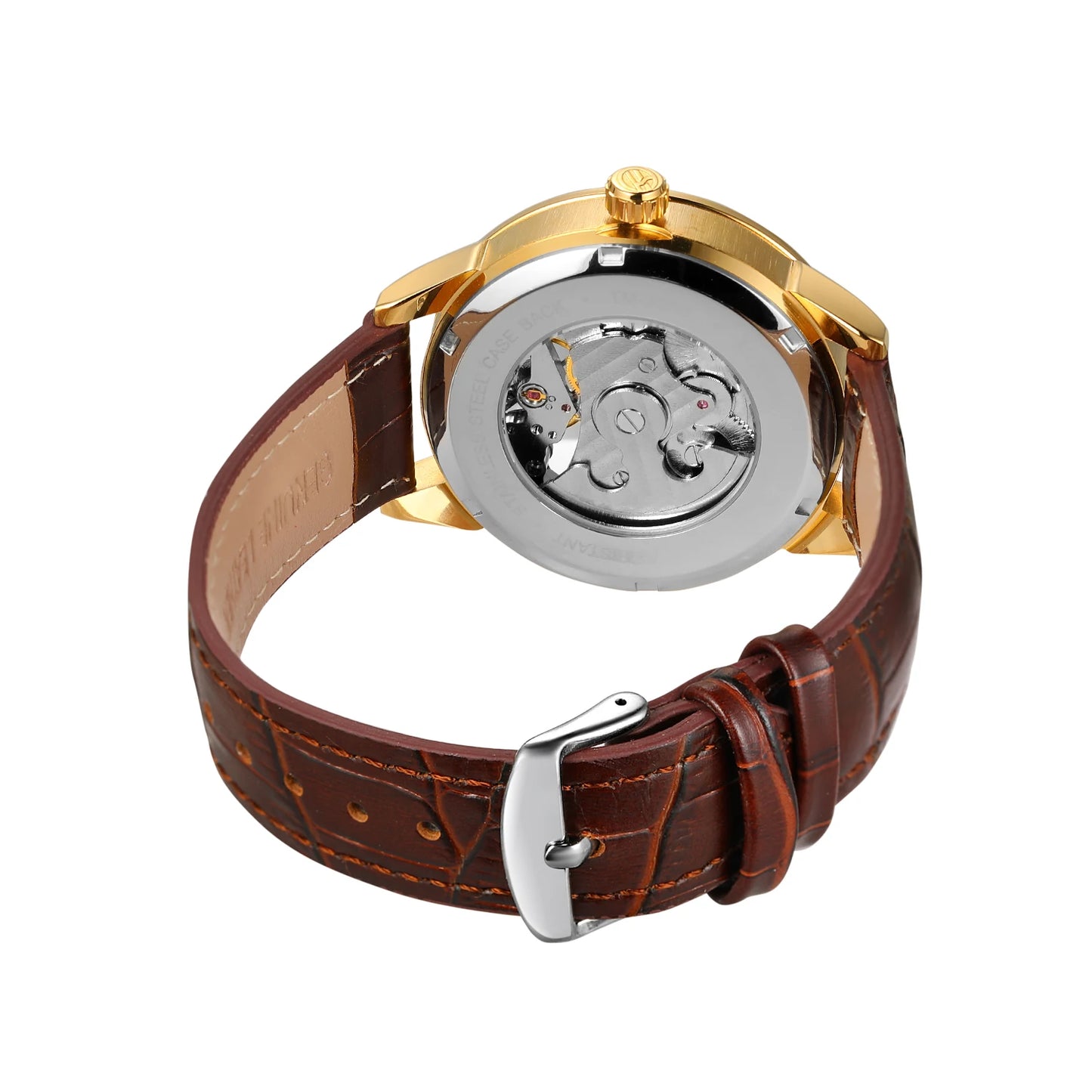 Excellence Fashion Moon Phase Men's Watches Top Brand Luxury Tourbillon Skeleton Automatic Mechanical Watch Brown Leather Belt New